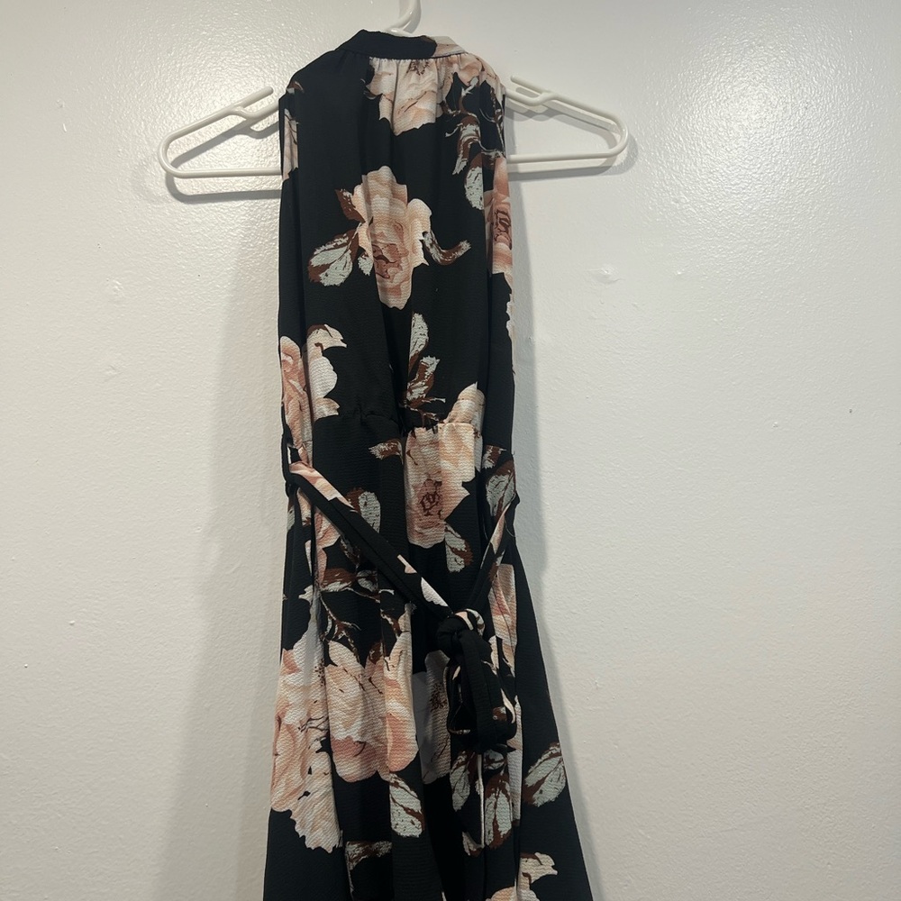 SHEIN One Shoulder Black and Pink Floral Dress